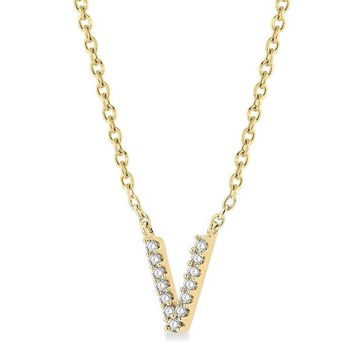 Calypso Élan Block 'V' Initial Diamond Pendant