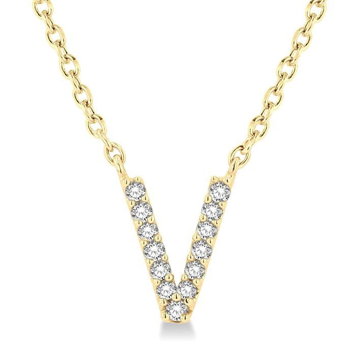 Calypso Élan Block 'V' Initial Diamond Pendant