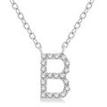 1/20 Ctw Initial 'B' Round Cut Diamond Pendant With Chain in 10K White Gold