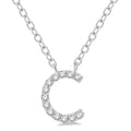 1/20 Ctw Initial 'C' Round Cut Diamond Pendant With Chain in 10K White Gold