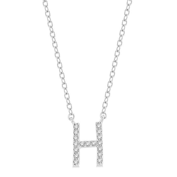 Haveria Diamond Initial H Pendant in 10K White Gold