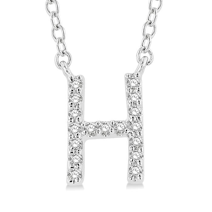 Haveria Diamond Initial H Pendant in 10K White Gold