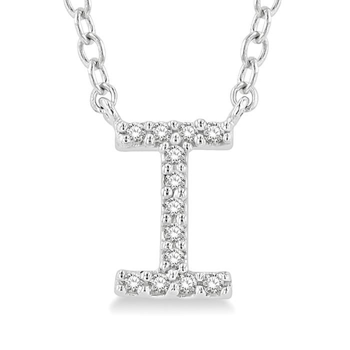 Sabine Victoire Block 'I' Initial Diamond Pendant