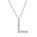 1/20 Ctw Initial 'L' Round Cut Diamond Pendant With Chain in 10K White Gold