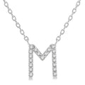 1/20 Ctw Initial 'M' Round Cut Diamond Pendant With Chain in 10K White Gold