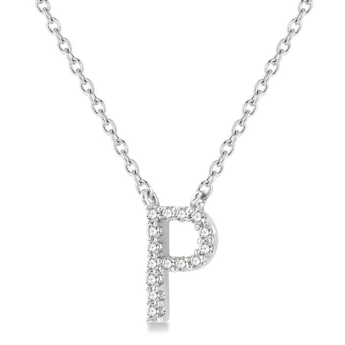 Rhea Aquila Block 'P' Initial Diamond Pendant