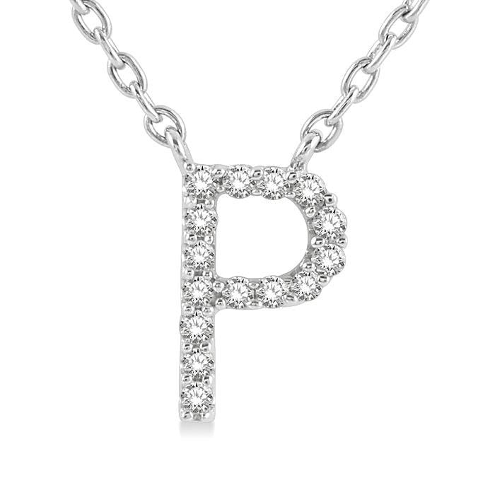 Rhea Aquila Block 'P' Initial Diamond Pendant