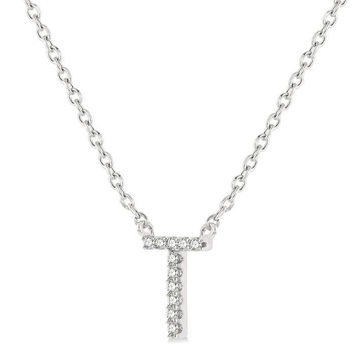Cyra Brisa Block 'T' Initial Diamond Pendant