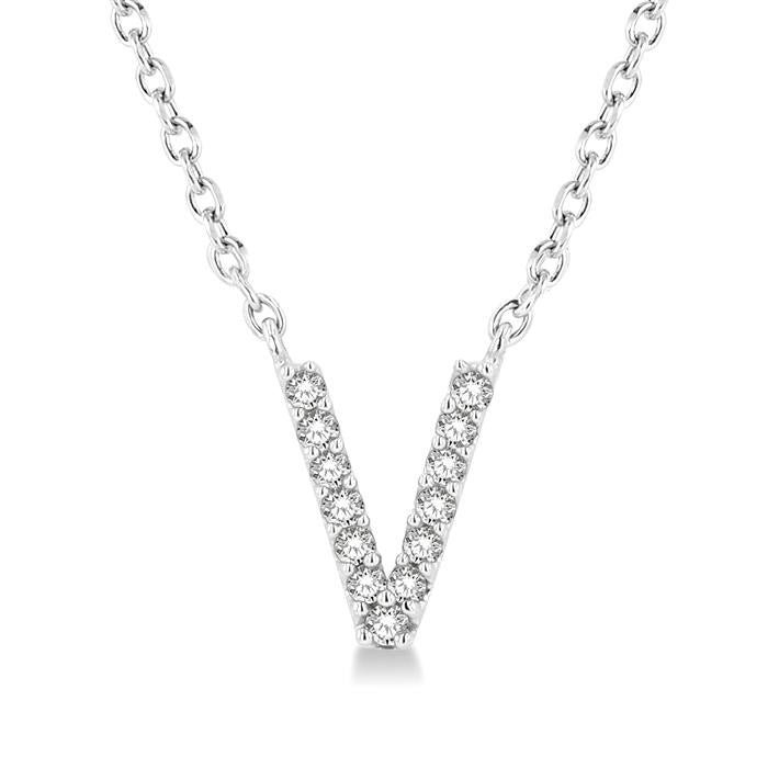 Harbor Dahlia Block 'V' Initial Diamond Pendant