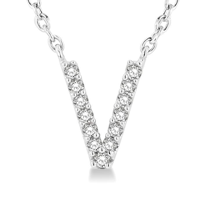 Harbor Dahlia Block 'V' Initial Diamond Pendant