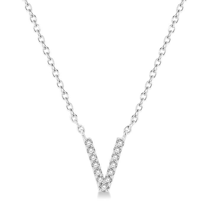 Harbor Dahlia Block 'V' Initial Diamond Pendant