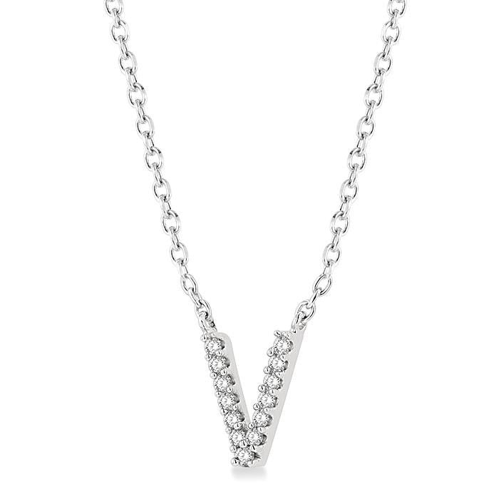 Harbor Dahlia Block 'V' Initial Diamond Pendant