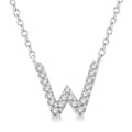 1/20 Ctw Initial 'W' Round Cut Diamond Pendant With Chain in 10K White Gold