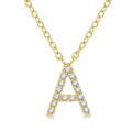 1/20 Ctw Initial 'A' Round Cut Diamond Pendant With Chain in 10K Yellow Gold
