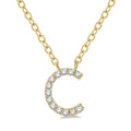 1/20 Ctw Initial 'C' Round Cut Diamond Pendant With Chain in 10K Yellow Gold