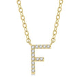1/20 Ctw Initial 'F' Round Cut Diamond Pendant With Chain in 10K Yellow Gold