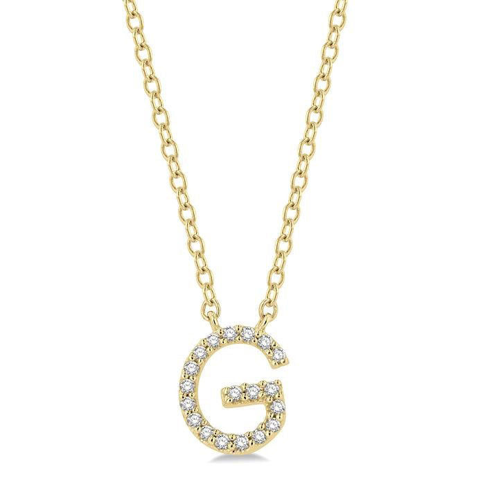 Juniper Blossom Block 'G' Initial Diamond Pendant