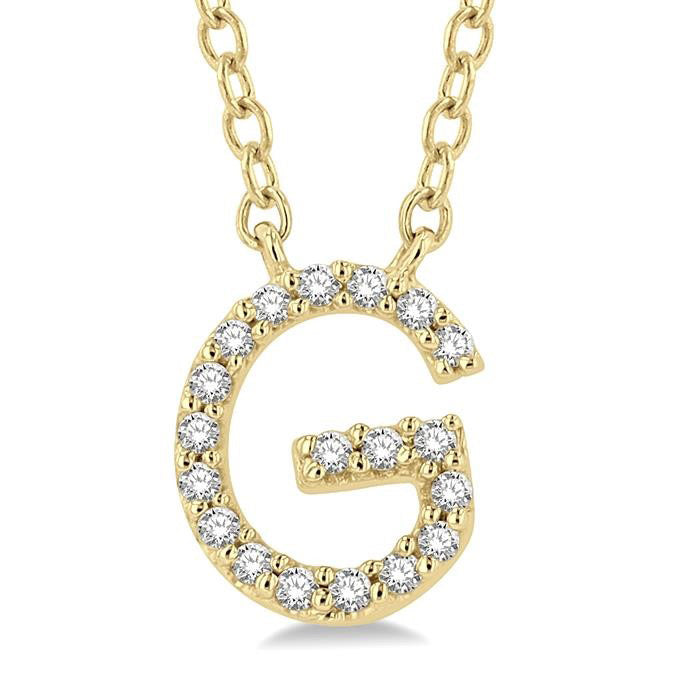Juniper Blossom Block 'G' Initial Diamond Pendant