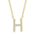 1/20 Ctw Initial 'H' Round Cut Diamond Pendant With Chain in 10K Yellow Gold