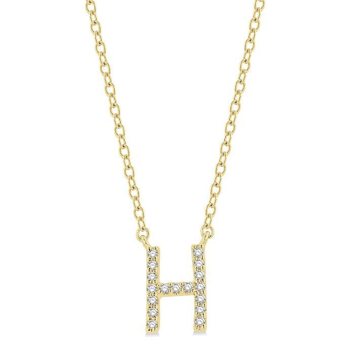 Poppy Étoile Block 'H' Initial Diamond Pendant