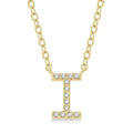 1/20 Ctw Initial 'I' Round Cut Diamond Pendant With Chain in 10K Yellow Gold
