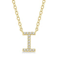Vellum Sable Block 'I' Initial Diamond Pendant