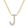 1/20 Ctw Initial 'J' Round Cut Diamond Pendant With Chain in 10K Yellow Gold