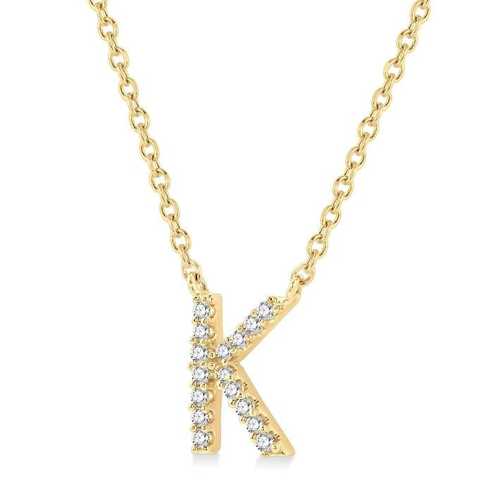 Echo Haven Block 'K' Initial Diamond Pendant