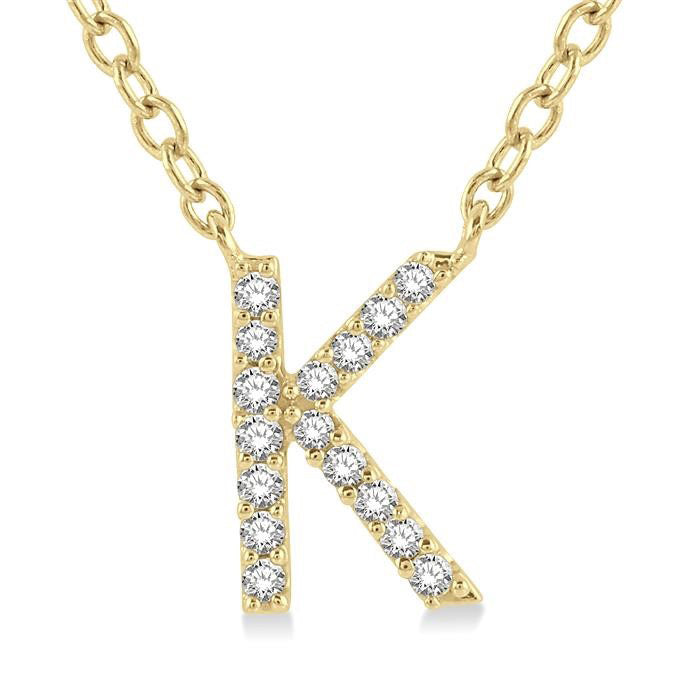 Echo Haven Block 'K' Initial Diamond Pendant
