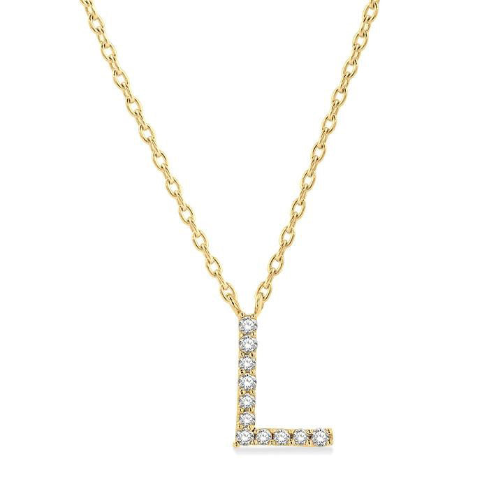 Thorn Lyric Block 'L' Initial Diamond Pendant