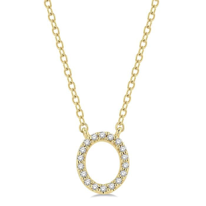 Minerva Lustre Block 'O' Initial Diamond Pendant