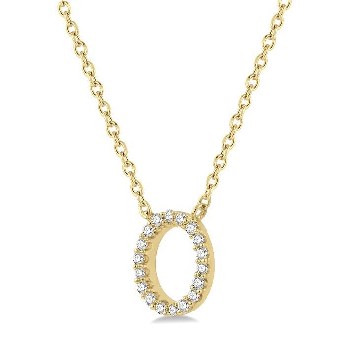 Minerva Lustre Block 'O' Initial Diamond Pendant