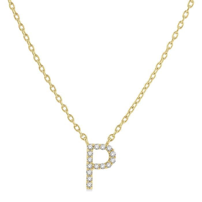 Maia Vellum Block 'P' Initial Diamond Pendant