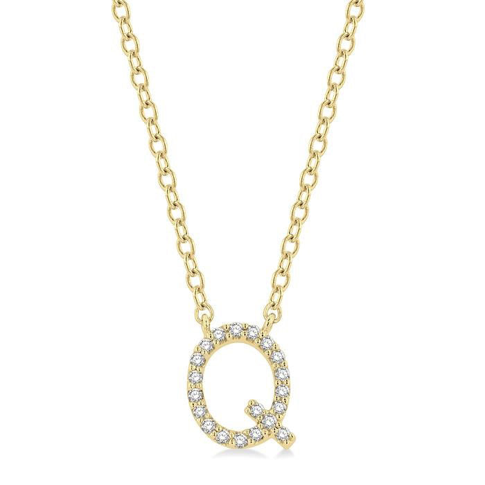 Block 'Q' Initial Diamond Pendant