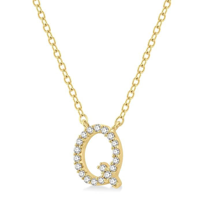 Block 'Q' Initial Diamond Pendant