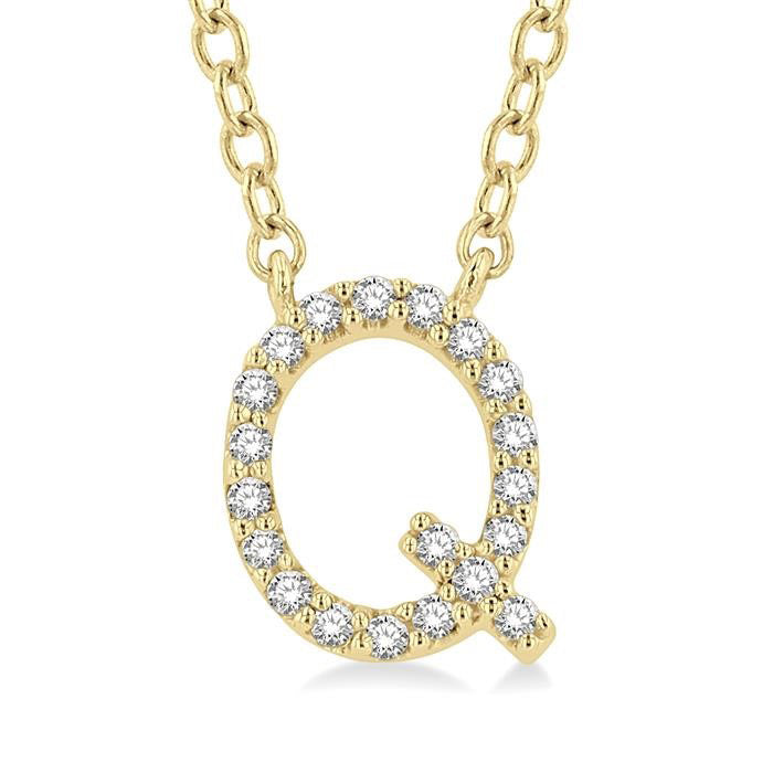 Block 'Q' Initial Diamond Pendant