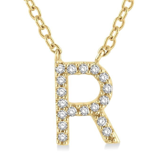 Sonata Quince Block 'R' Initial Diamond Pendant