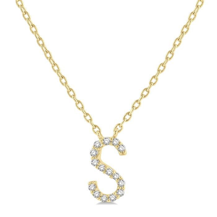 Allure Whisper Block 'S' Initial Diamond Pendant