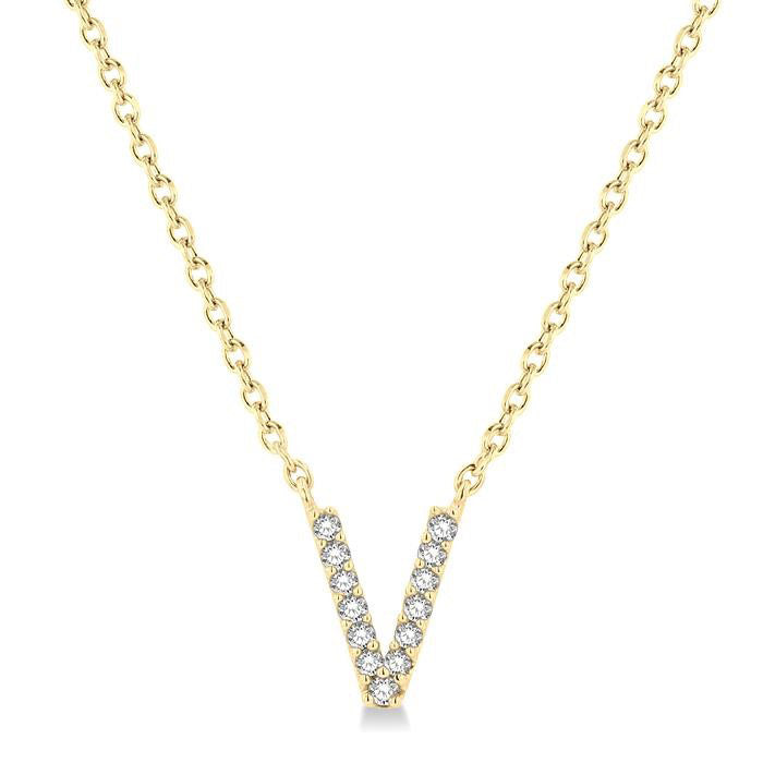 Brisa Helios Block 'V' Initial Diamond Pendant