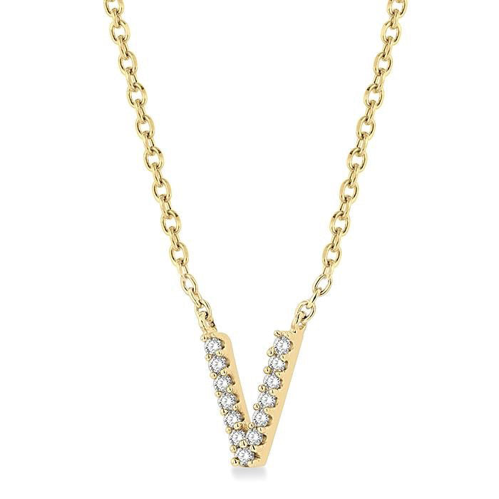 Brisa Helios Block 'V' Initial Diamond Pendant