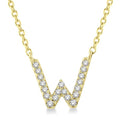 1/20 Ctw Initial 'W' Round Cut Diamond Pendant With Chain in 10K Yellow Gold