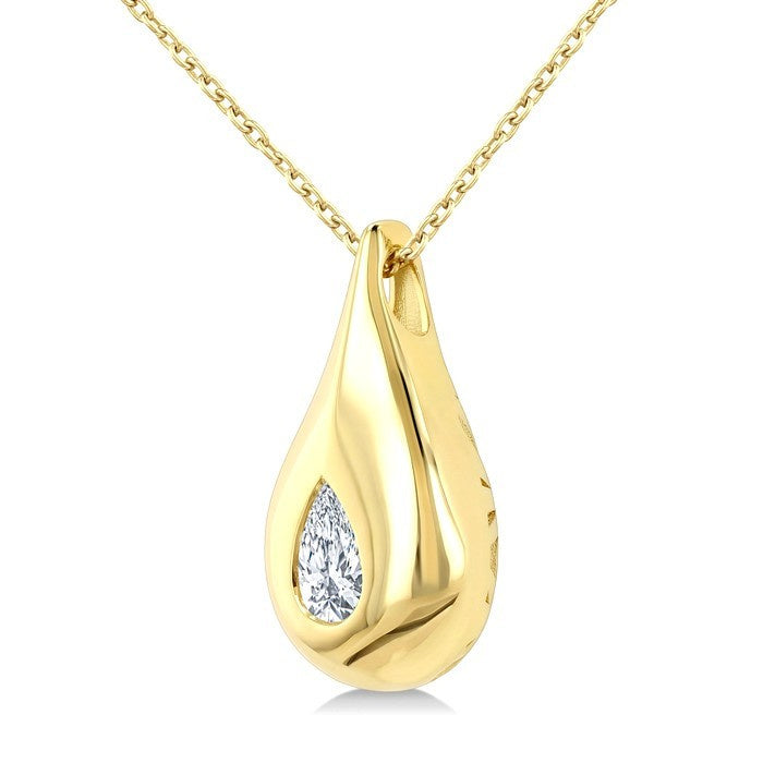 1/4 Ctw Teardrop Pear Cut Diamond Fashion Pendant With Chain in 14K Yellow Gold