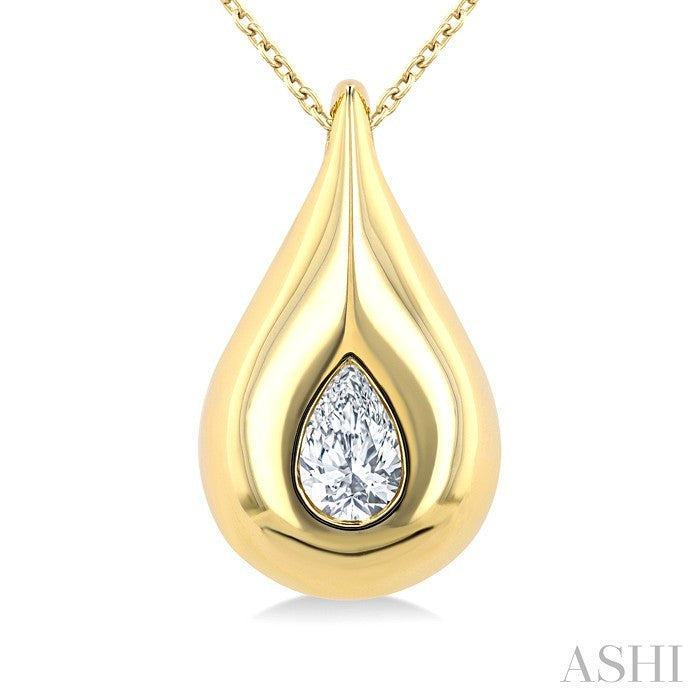 1/4 Ctw Teardrop Pear Cut Diamond Fashion Pendant With Chain in 14K Yellow Gold