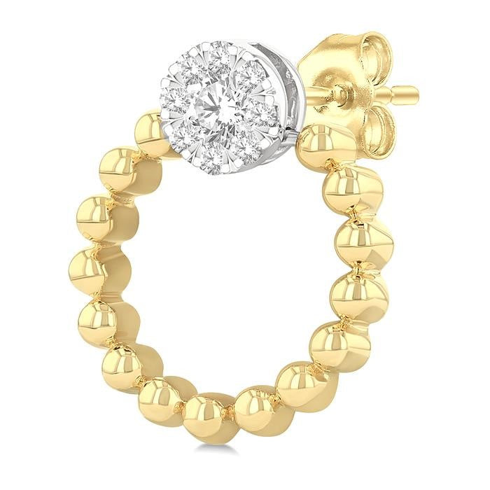 1/4 Ctw Round Cut Diamond Bead Shank Round Shape Shine Bright Earrings in 10K Yellow and White Gold