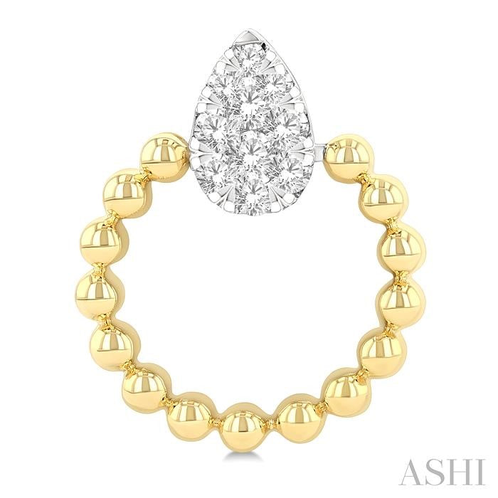 1/4 Ctw Round Cut Diamond Bead Shank Pear Shape Shine Bright Earrings in 10K Yellow and White Gold