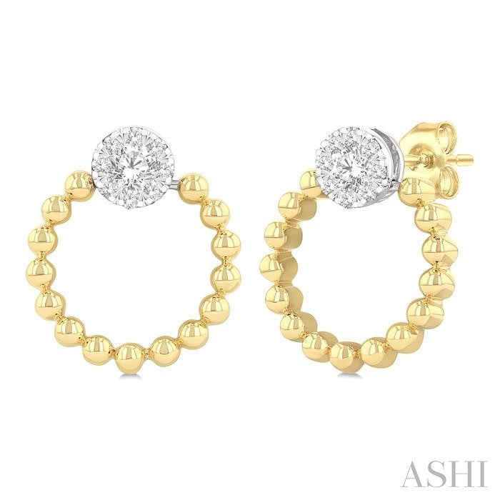 1/4 Ctw Round Cut Diamond Bead Shank Round Shape Shine Bright Earrings in 10K Yellow and White Gold