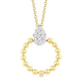 1/6 Ctw Round Cut Diamond Bead Shank Pear Shape Shine Bright Pendant With Chain in 10K Yellow and White Gold
