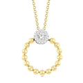 1/6 Ctw Round Cut Diamond Bead Shank Round Shape Shine Bright Pendant With Chain in 10K Yellow and White Gold