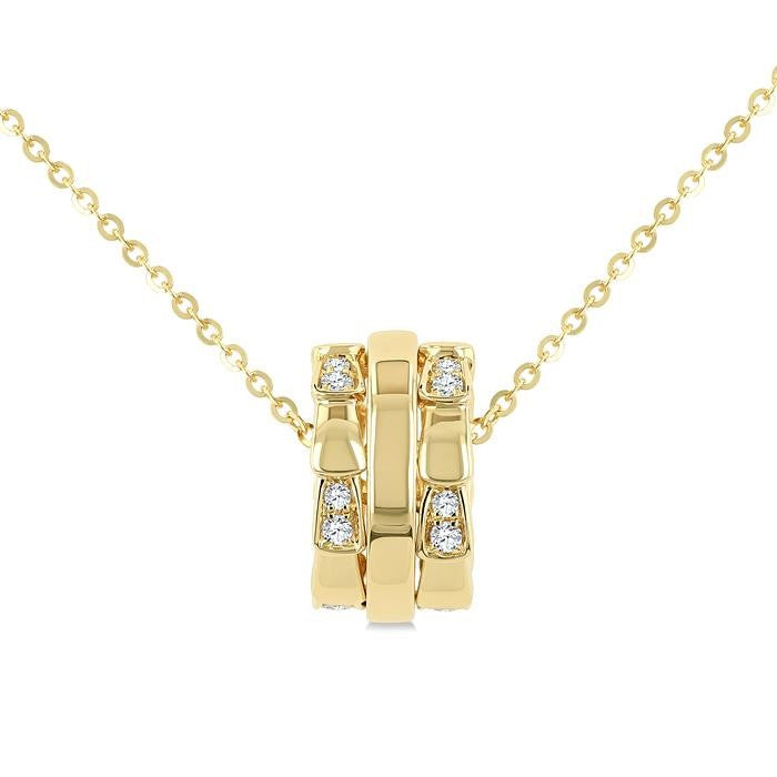1/10 Ctw Round Cut Diamond Rondelle Fashion Pendant With Chain in 14K Yellow Gold