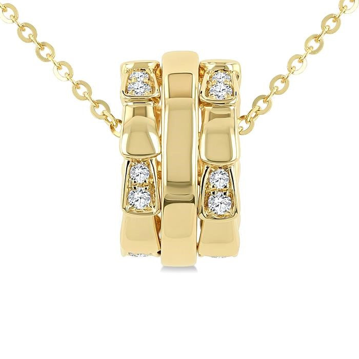 1/10 Ctw Round Cut Diamond Rondelle Fashion Pendant With Chain in 14K Yellow Gold